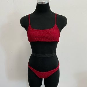Ruched bikini set - red
